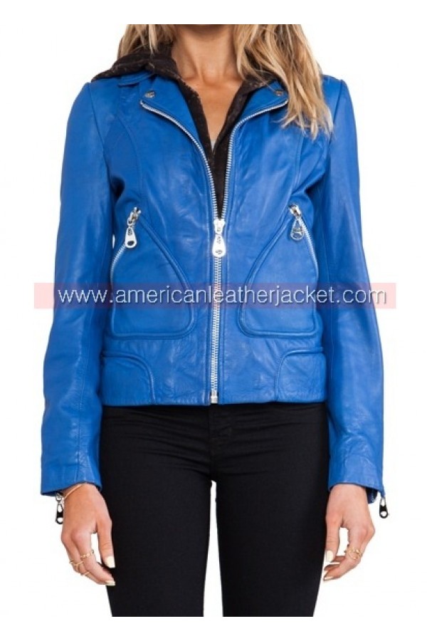 Clary Fray Blue Leather Jacket The Mortal Instruments City of Bones